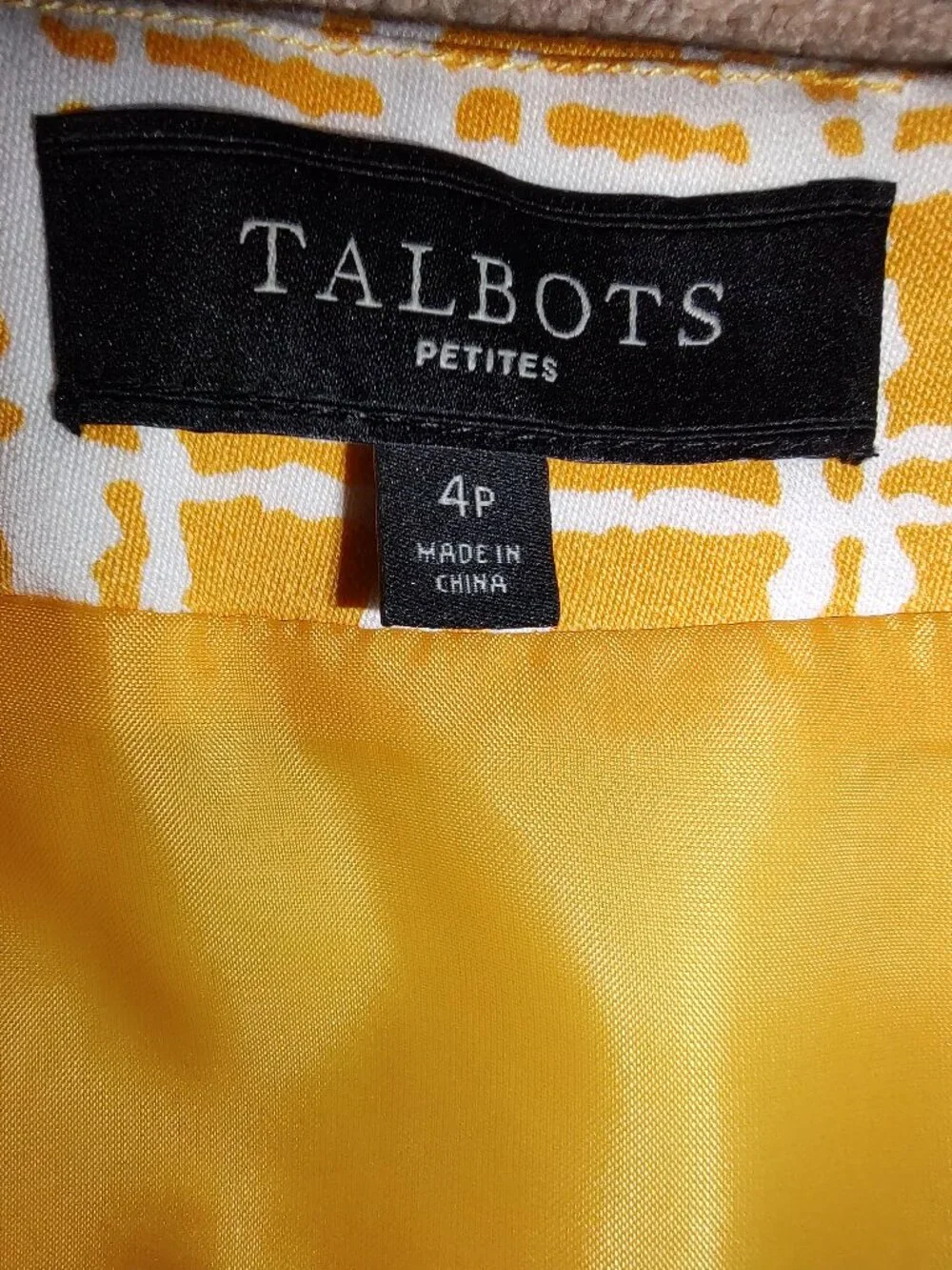 TALBOT'S MINI SKIRT 100% COTTON - POLYESTER LINING GOLD WHITE SQUARES PATTERN 4P